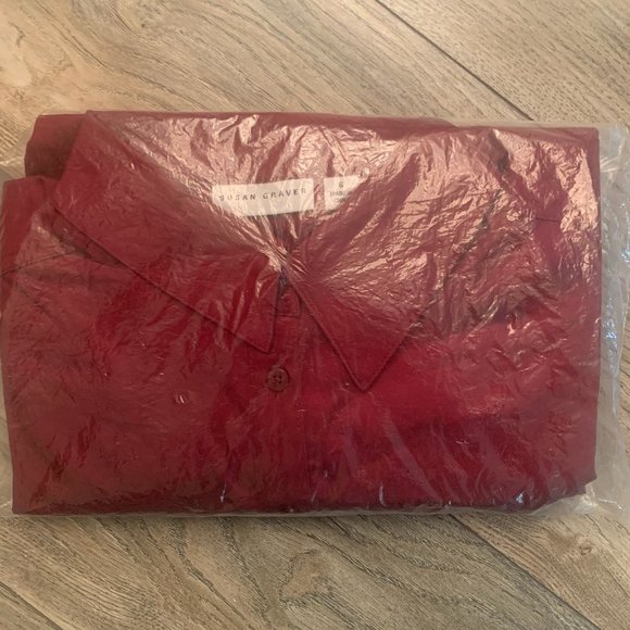 NWT SUSAN GRAVER STRETCH COTTON BUTTON FRONT SHIRT PLACKET BURGUNDY‎ 6 - Picture 9 of 9